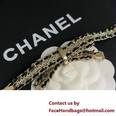 Chanel Metal, Calfskin  &  Strass Gold, Black  &  Crystal CHOKER ABA665 2023